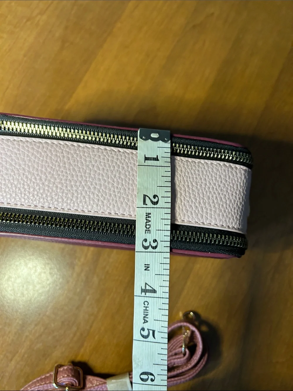 Kedzie Doubke Zip Two-Tone Pink Crossbody Bag